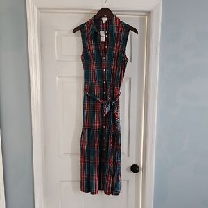J. Crew Multicolor Plaid Midi Dress